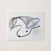 蓄音機ブルテリア音楽シュレアルなペットアート ジグソーパズル (横)