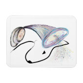 蓄音機ブルテリア音楽シュレアルなペットアート マグネット (横)