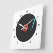 蓄音機レコード時計 – ディスコ80'ダンスパーティー スクエア壁時計 (傾斜)