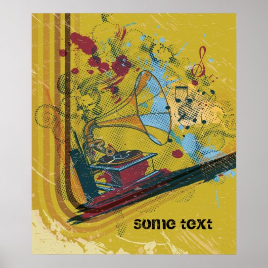 蓄音機レトロカスタムプリントポスター ポスター (正面)