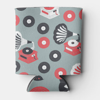 蓄音機手描きシームレスアート 缶クーラー