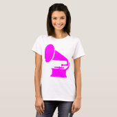 蓄音機 – マゼンタ Tシャツ (正面フル)