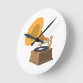 蓄音機 ラウンド壁時計 (傾斜)