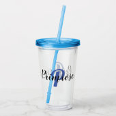 蓋とパーソナライズされた藁を備えたプラスチックタンブラー アクリルタンブラー (裏面)