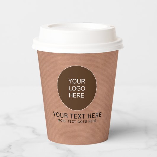 蓋カスタムテンプレート付き素朴ロゴ 紙コップ (正面)