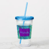蓋パーソナライズされたとストロー付き孔雀の羽根カップ アクリルタンブラー (裏面)