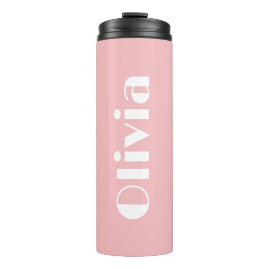 蓋付きパーソナライズされたピンクサーマルタンブラー タンブラー (正面)