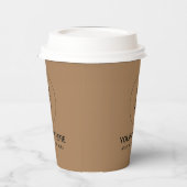 蓋付ミニマルデザイン薄茶色ペーパーカップ 紙コップ (左)