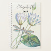 蓮とトンボパーソナライズされたラカスタムイ年 プランナー手帳 (正面)