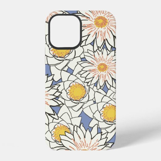 蓮と睡蓮の花模様 iPhoneケース (裏面)