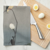 蓮にカワセミ、はす、Koson、Ukiyo-eの古邨のカワセミ キッチンタオル (四つ折り)