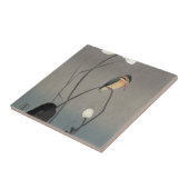 蓮にカワセミ、はす、Koson、Ukiyo-eの古邨のカワセミ タイル (側面)