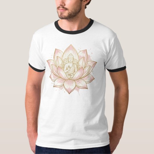 蓮のシンボル古代の智慧グラフィックTシャツ Tシャツ (正面)