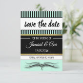 蓮のスクロールとストライプ - ゴールド箔 セーブザデート (スタンド正面)