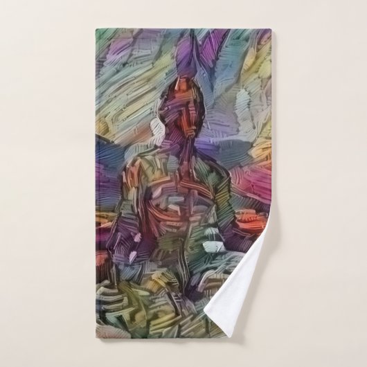 蓮のポーズでの瞑想 ハンドタオル (ハンドタオル)