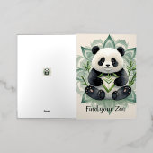 蓮のポーズに座って太ったパンダ禅 箔グリーティングカード (外側レイダウン)