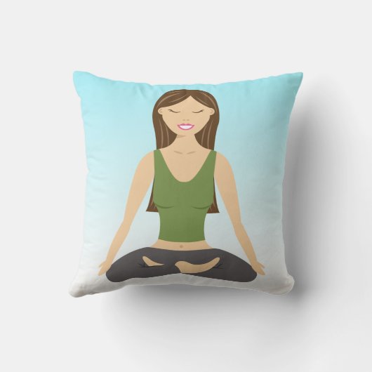 蓮のポーズのヨガの女性 クッション (裏面)