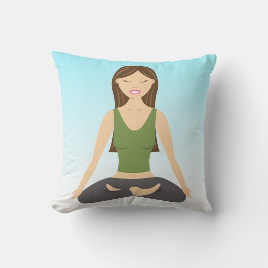 蓮のポーズのヨガの女性 クッション (正面)