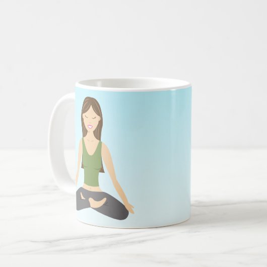 蓮のポーズのヨガの女性 コーヒーマグカップ (正面左)