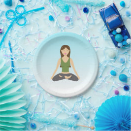 蓮のポーズのヨガの女性 ペーパープレート