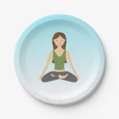 蓮のポーズのヨガの女性 ペーパープレート (正面)