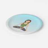 蓮のポーズのヨガの女性 ペーパープレート (アングル)