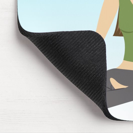 蓮のポーズのヨガの女性 マウスパッド (コーナー)