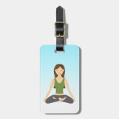 蓮のポーズのヨガの女性 ラゲッジタグ (正面縦)