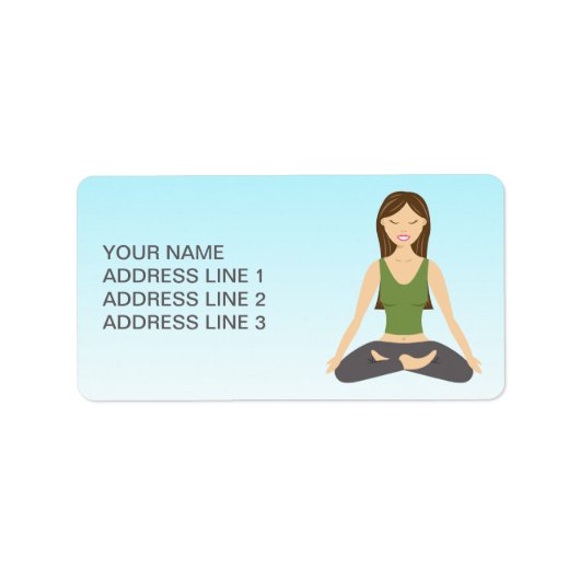 蓮のポーズのヨガの女性 ラベル (正面)