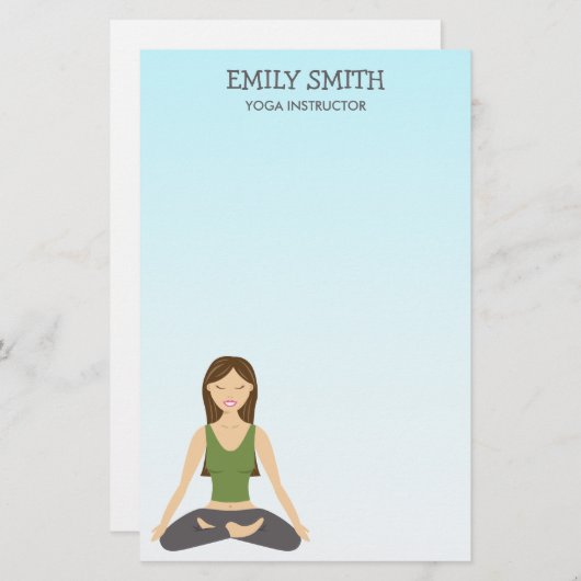 蓮のポーズのヨガの女性 便箋 (正面/裏面)