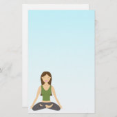 蓮のポーズのヨガの女性 便箋 (正面/裏面)