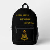 蓮のポーズの仏像 プリントバックパック (正面)