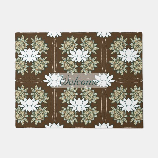 蓮の文様 ドアマット (正面)