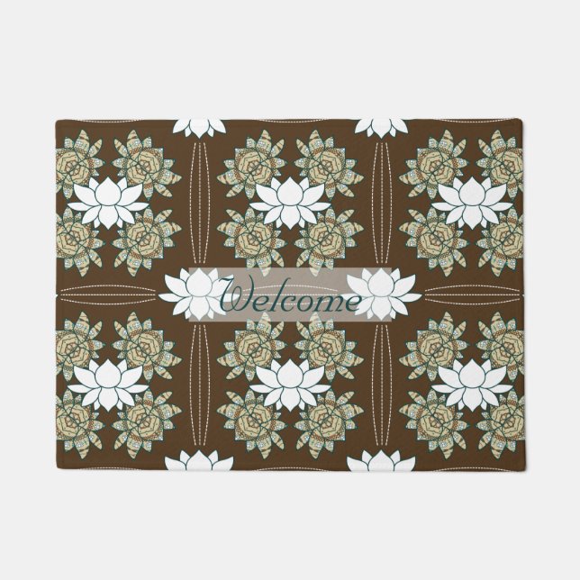 蓮の文様 ドアマット (正面)