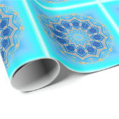 蓮の曼荼羅はターコイズと青 ラッピングペーパー (ロールコーナー)
