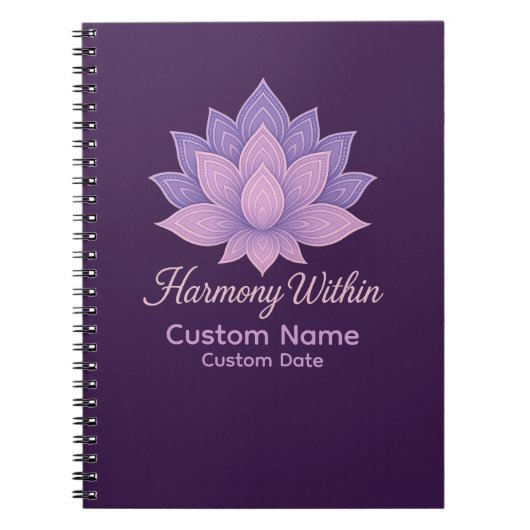 蓮の曼荼羅 パーソナライズドノート「Harmony Within」 ノートブック (正面)