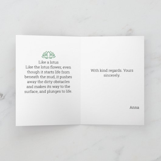 蓮の水の色の贈り物絵画のようパーソナライズされたに シーズンカード (内部)