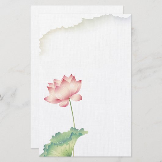 蓮の水彩文具 便箋 (正面/裏面)