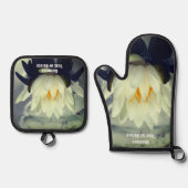 蓮の水百合の花パーソナライズされた 鍋つかみ&鍋敷きセット (正面)