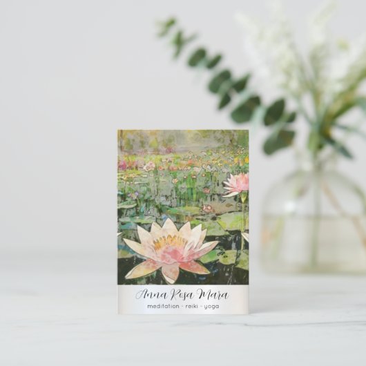 *~*蓮の水百合自然花QR AP67アート 名刺 (スタンド正面)
