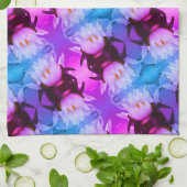 蓮の水百合花抽象芸術絵柄 キッチンタオル (折り畳み)