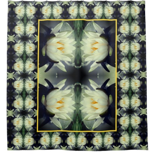 蓮の水百合花抽象芸術 シャワーカーテン (正面)