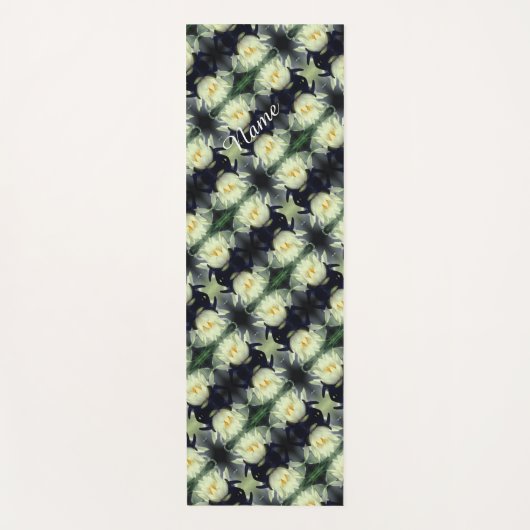 蓮の水百合花抽象芸術 パーソナライズされた ヨガマット (正面)