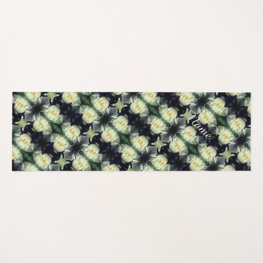 蓮の水百合花抽象芸術 パーソナライズされた ヨガマット (正面(横))