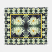 蓮の水百合花抽象芸術 フリースブランケット (正面(横))