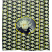 蓮の水百合花模様 シャワーカーテン (正面)