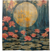蓮の池のシャワーカーテンで月が昇る シャワーカーテン (正面)
