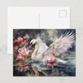 蓮の池のスワン（柔らかな色） シーズンポストカード (正面/裏面)