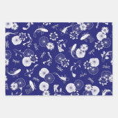 蓮の池コイの青と白の魚の文様 ラッピングペーパーシート (正面2)