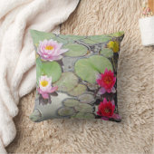 蓮の花が咲くユリの池 クッション (ブランケット)